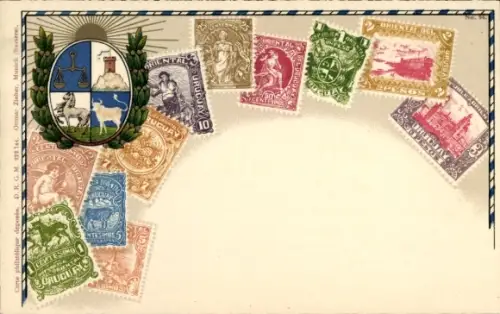 Briefmarken Wappen Ak Uruguay