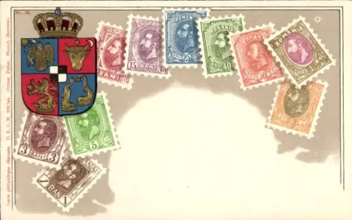 Briefmarken Wappen Ak Rumänien