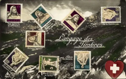 Ak Schweiz, Briefmarkensprache, Herz