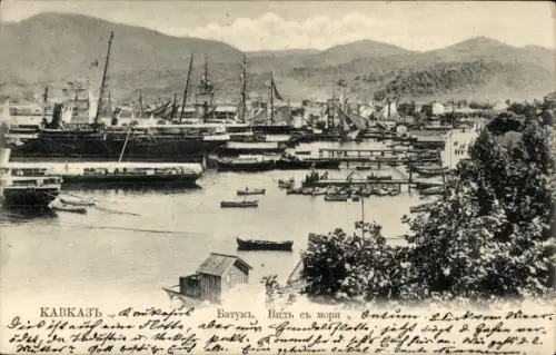 Ak Batum Batumi Georgien, Gesamtansicht, Hafen