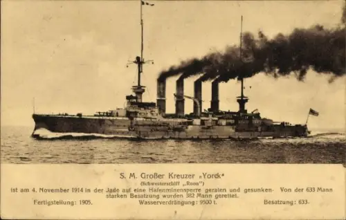 Ak S.M. Großer Kreuzer Yorck, Kaiserliche Marine