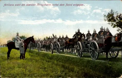 Ak Artillerie zieht am obersten Kriegsherrn vorbei, I. WK