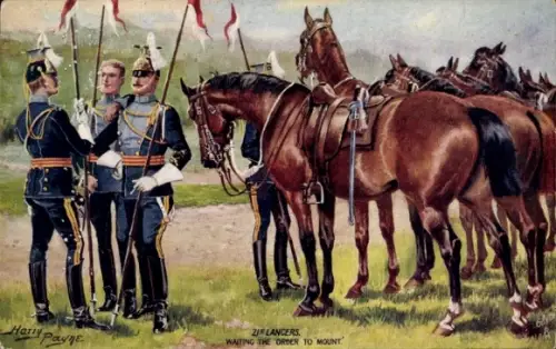 Künstler PC Payne, H., 21. Lancers waiting order to mount