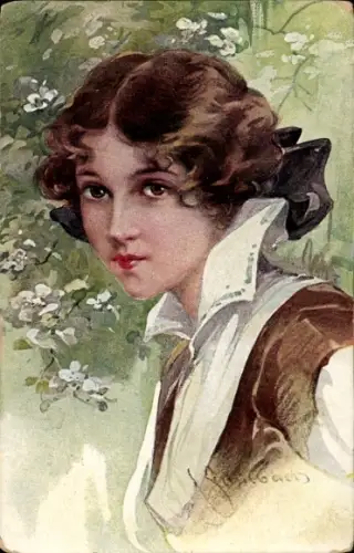 Künstler Ak Junge Frau, Portrait