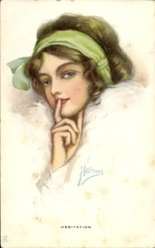 Künstler Ak Harrison, Junge Frau, Portrait