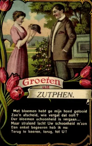 Litho Zutphen Gelderland, Liebespaar