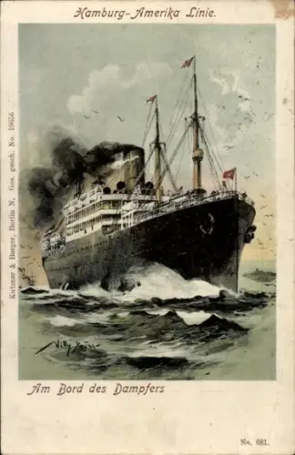 Künstler Ak Stöwer, W., Dampfer, HAPAG