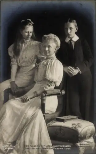 Ak Kaiserin Auguste Viktoria, Prinzessin Victoria Luise von Preußen, Prinz Joachim von Preußen