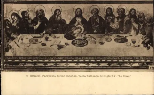 Künstler Ak Burgos, Castilla y León, Parroquia de San Esteban, Tabla flamenca del siglo XV