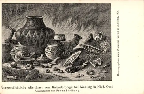 Künstler Ak Mödling in Niederösterreich, Vorgeschichte Altertümer von Kalenderberge