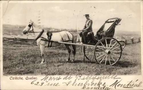 Ak Québec Kanada, Kutsche, Pferd