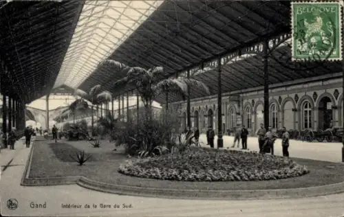 CPA Grand Gand Flandre orientale, Intérieur da la Gare du Sud