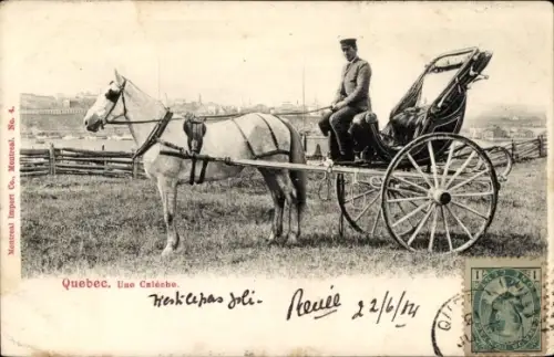 Ak Québec Kanada, A Calèche, Pferdegespann
