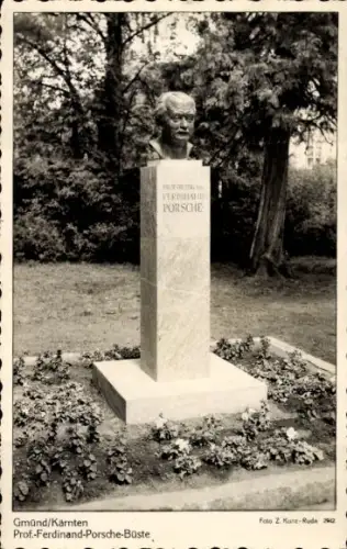 Ak Gmünd in Kärnten, Ferdinand Porsche Büste