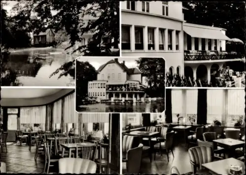 Ak Munster an der Örtze Lüneburger Heide, Café Alvermann, Munster (Lüneburger Heide), Seeterrasse