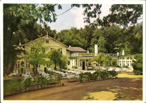 Ak Friedrichsruh Aumühle im Herzogtum Lauenburg, Bollow's Forsthaus,  Terrasse mit Gartenwirtscha