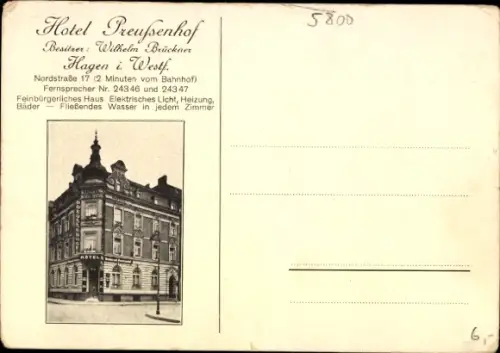 Ak Hagen in Westfalen, Hotel Preußenhof