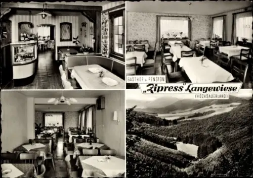 Ak Langewiese Winterberg im Sauerland, Gasthof Pension Zipress, Langewiese, Hochsauerland, Winter