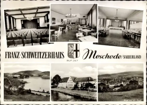 Ak Meschede im Hochsauerland, Franz Schweizerhaus, Vortrags- u. Festsaal, Gaststätte, Hennesee