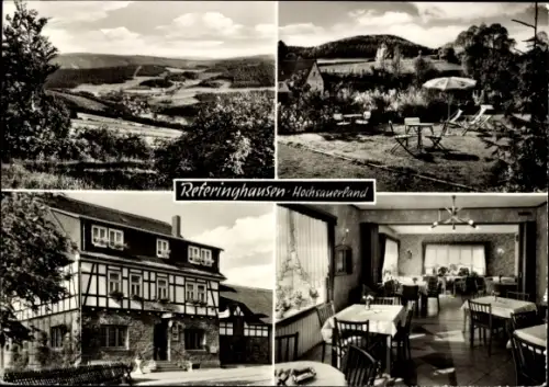 Ak Referinghausen Medebach im Sauerland,  Hochsauerland, Gasthof-Pension Schmidt, Gastgarten, Spe