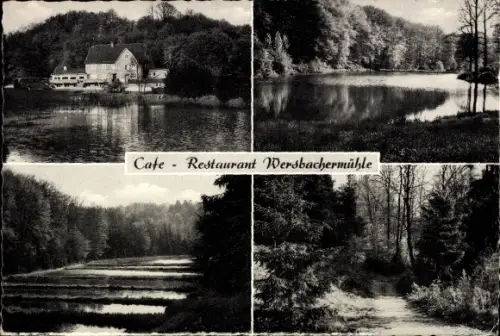 Ak Wersbach Leichlingen im Rheinland, Cafe Restaurant Wersbachermühle, Idyllsiche Ortspartien
