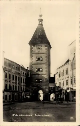 Ak Wels in Oberösterreich, Wels, Oberdonau, Ledererturm