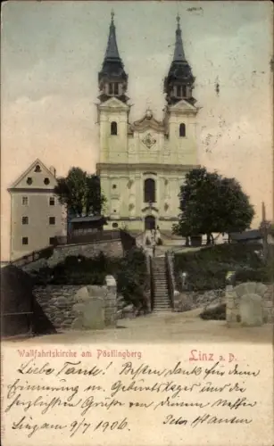 Ak Linz an der Donau Oberösterreich, Wallfahrtskirche am Pöstlingberg