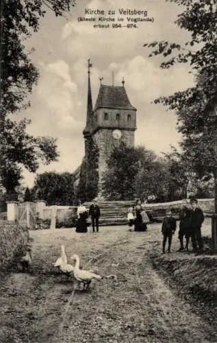 Ak Veitsberg Wünschendorf Elster in Thüringen, Kirche, Älteste Kirche im Vogtland, erbaut 954-974