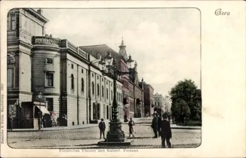 Ak Gera in Thüringen, Fürstliches Theater, Kaiserliches Postamt,  Reinicke & Rubla Magdeburg