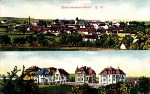 Ak Münchenbernsdorf in Thüringen, Münchenbernsdorf S. W., Ortsansicht (Panorama), Villenreihe