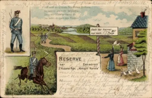 Litho Reserve der Eskadron 2. Husaren Regiments Königin Karola, Grimma