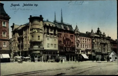 Ak Zagreb Kroatien, Jelacicev trg