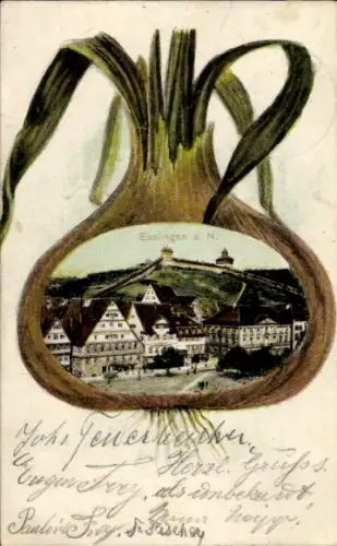 Passepartout Ak Esslingen am Neckar, Gesamtansicht