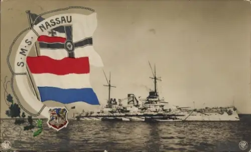 Ak Deutsches Kriegsschiff, SMS Nassau, Großlinienschiff