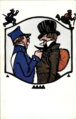 Ak Streit zweier Männer, Polizist, Dieb