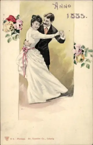 Künstler Ak Elegantes Tanzpaar, Anno 1885