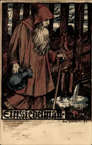 Künstler Ak Schiestl, Rudolf, Einsiedelmann