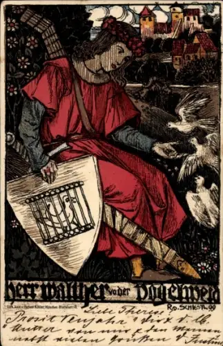 Künstler Litho Schiestl, Rudolf, Walther von der Vogelweyde