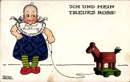 Künstler Ak Heckel, Dora, Ich und mein treues Ross, Kind