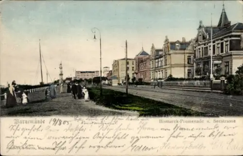 Ak Ostseebad Warnemünde Rostock, Bismarck-Promenade, Seestraße