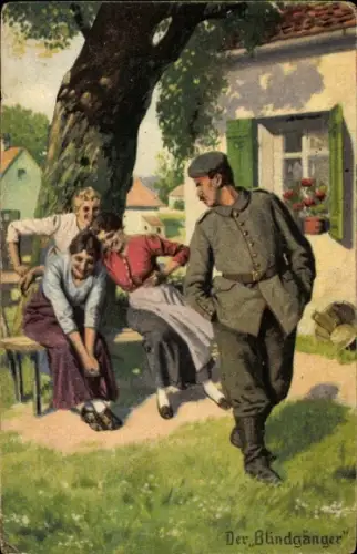 Künstler Ak Der Blindgänger, Frauen lachen Soldaten aus, Immer Fachmann, I. WK