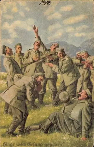 Ak Soldatenleben, Singende deutsche Soldaten, Kaiserzeit
