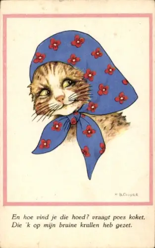 Künstler Ak Cooper, M. B., Katze, Bohemienne aux grands yeux verts