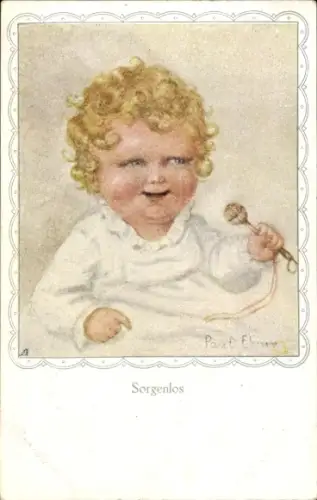 Künstler Ak Ebner, P., Baby-Porträt, Sorgenlos