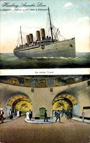 Ak Hamburg, Elbtunnel, Dampfer Victoria Luise, HAPAG