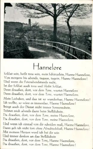 Lied Ak Hannelore, Soldat sein, heißt treu sein, mein Schätzelein
