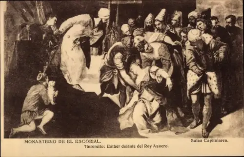 Künstler Ak Tintoretto, Esther delante del Rey Asuero, Salas Capitulares