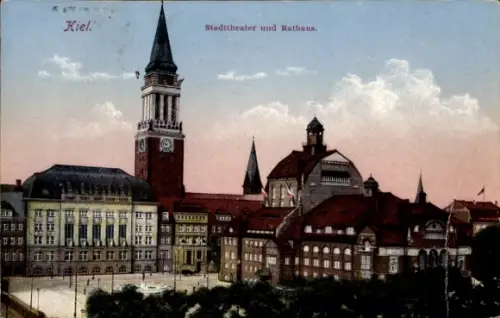 Ak Kiel, Rathaus, Stadttheater