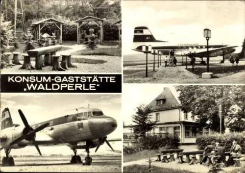 Ak Langenbernsdorf bei Werdau, Passagierflugzeug, FDJ, Interflug, Gaststätte Waldperle
