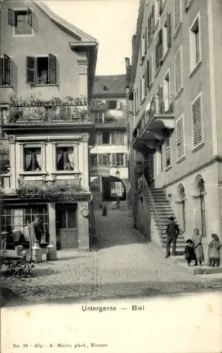 Ak Biel Bienne Kt. Bern, Untergasse